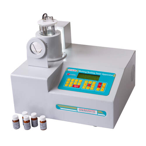 Programmable Melting/Boiling Point Apparatus - 250ml Beaker, Teflon Lid, Tubular Heater, RTD Sensor, Silicone Oil, 100 Melting Caps | Calibration Test Certificate, Operational Manual, Warranty Card