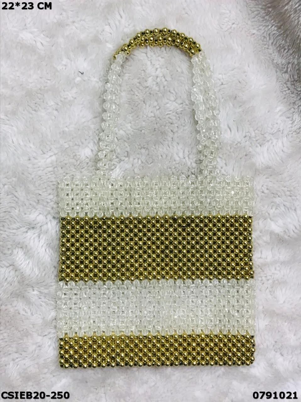 Designer Handmade Beaded Bag - 29x22cm , Multi Color With Opulent Layered Bead Work For Women, Elegant Handle Style For Classy Look