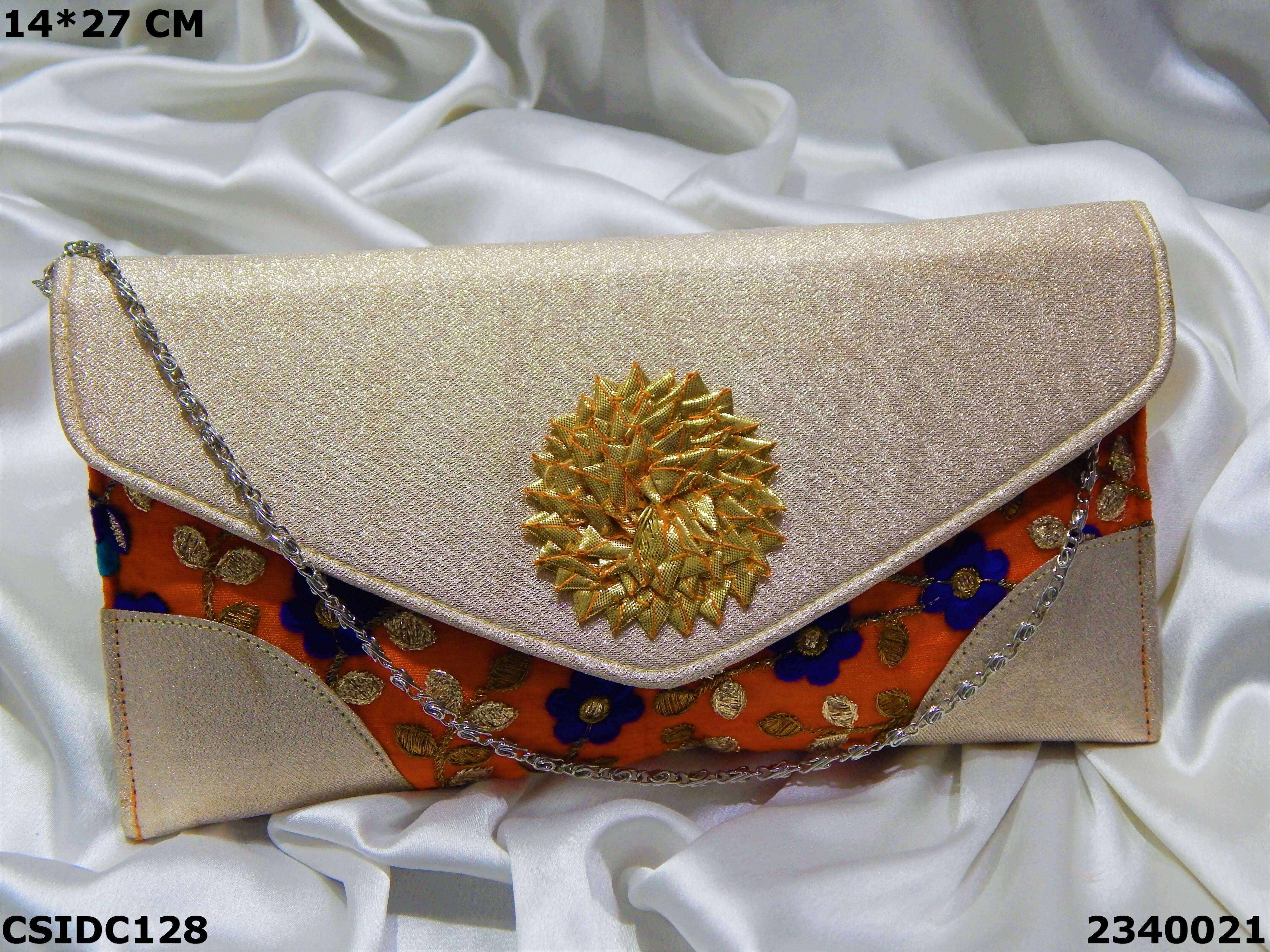 Stylish Designer Evening Clutch Bag - Handcrafted Fabric, 15.5x24cm, Multi-color | Royal Look, Perfect For Special Occasions, Parties & Festive Season