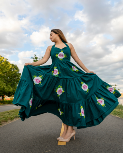 Green Cotton Ladies Dress