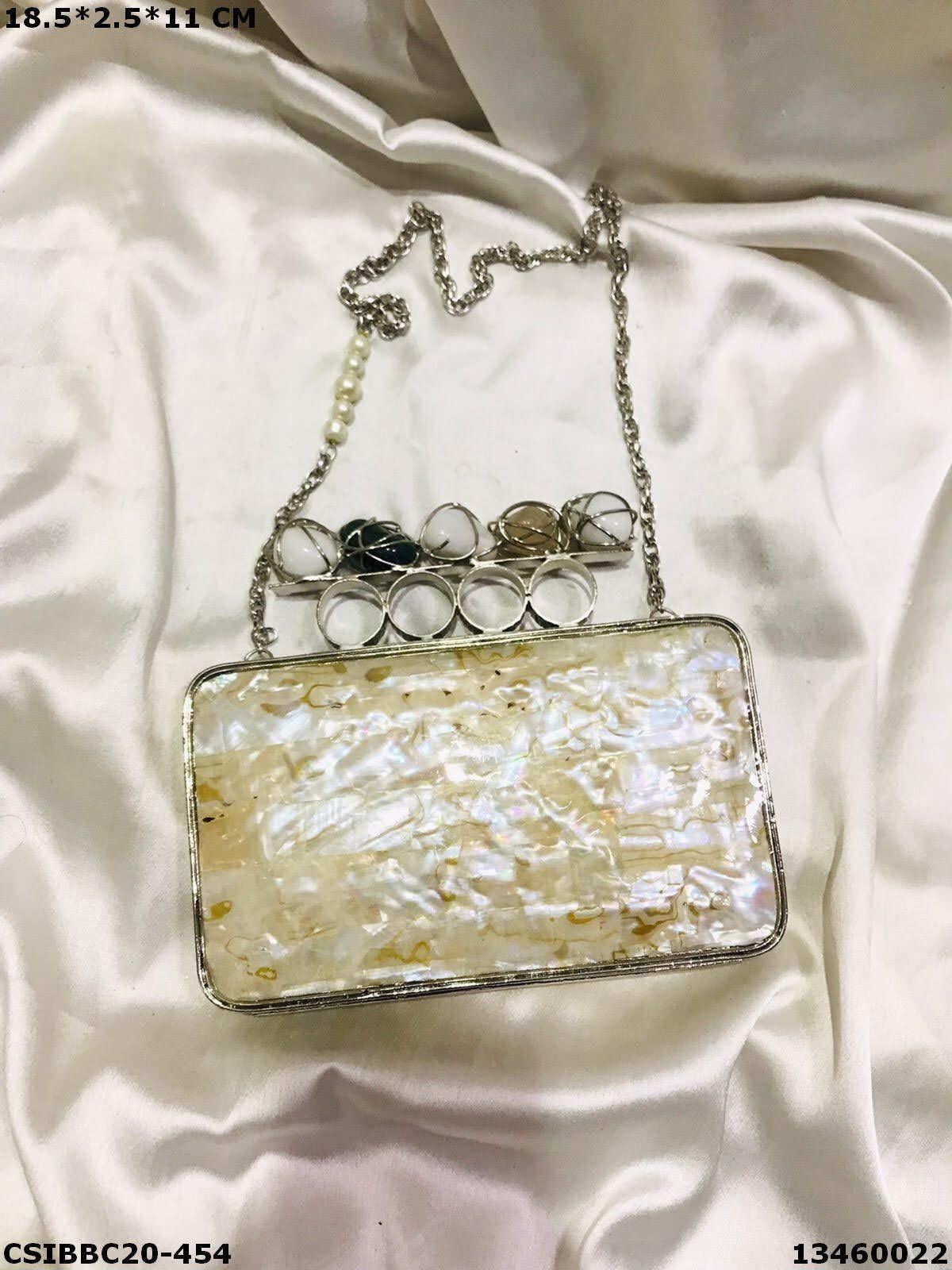 Multi Handcrafted Designer Brass Mother Of Pearl Clutches
