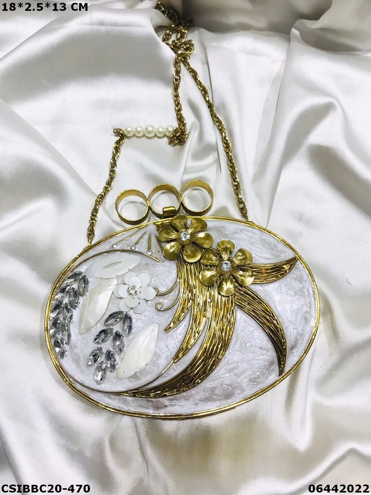 Multi Handcrafted Designer Brass Mother Of Pearl Clutches