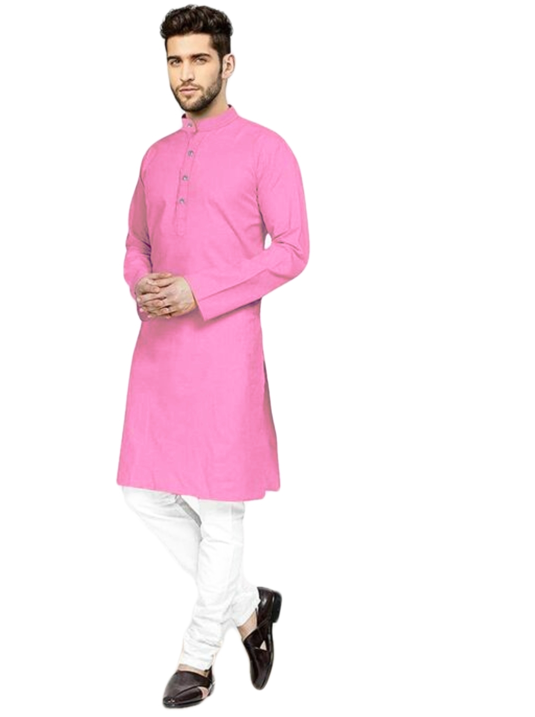 Men's Kurta - Cotton Fabric, Customized Size Options In Plain Pattern And Long Sleeves, Breathable And Washable