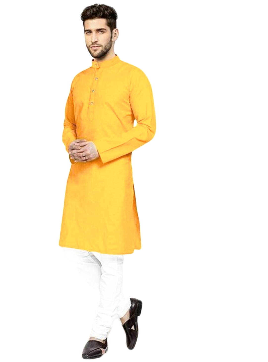 Men's Kurta - Cotton Fabric, Customized Size Options In Plain Pattern And Long Sleeves, Breathable And Washable