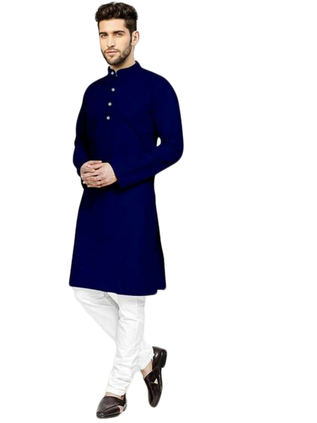 Men's Kurta - Cotton Fabric, Customized Size Options In Plain Pattern And Long Sleeves, Breathable And Washable
