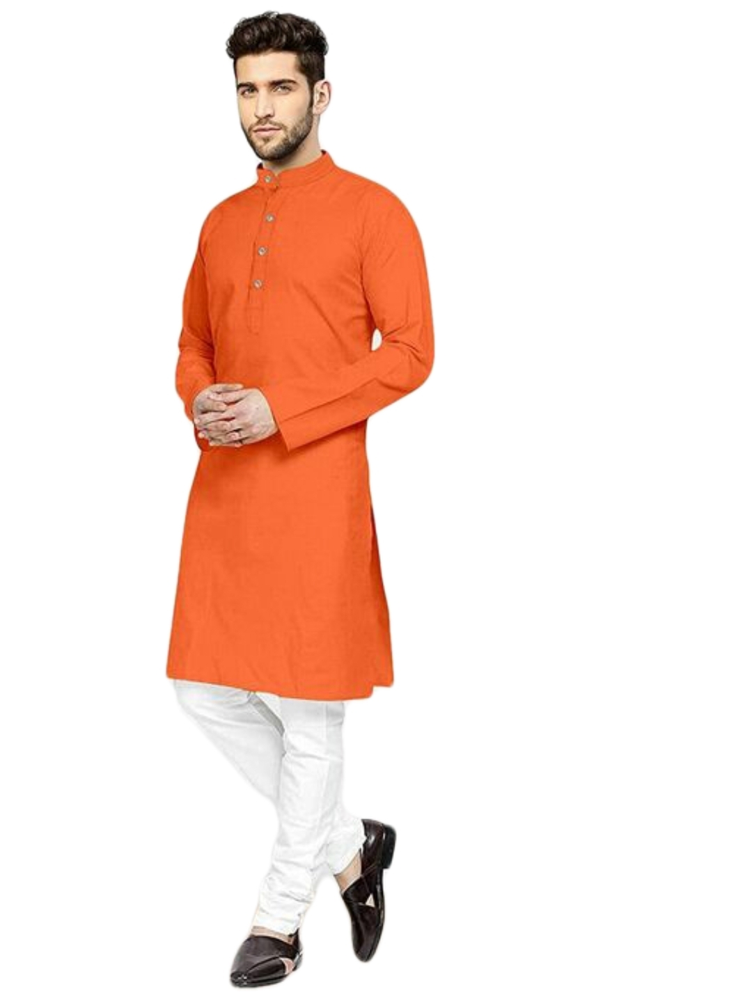 Men's Kurta - Cotton Fabric, Customized Size Options In Plain Pattern And Long Sleeves, Breathable And Washable