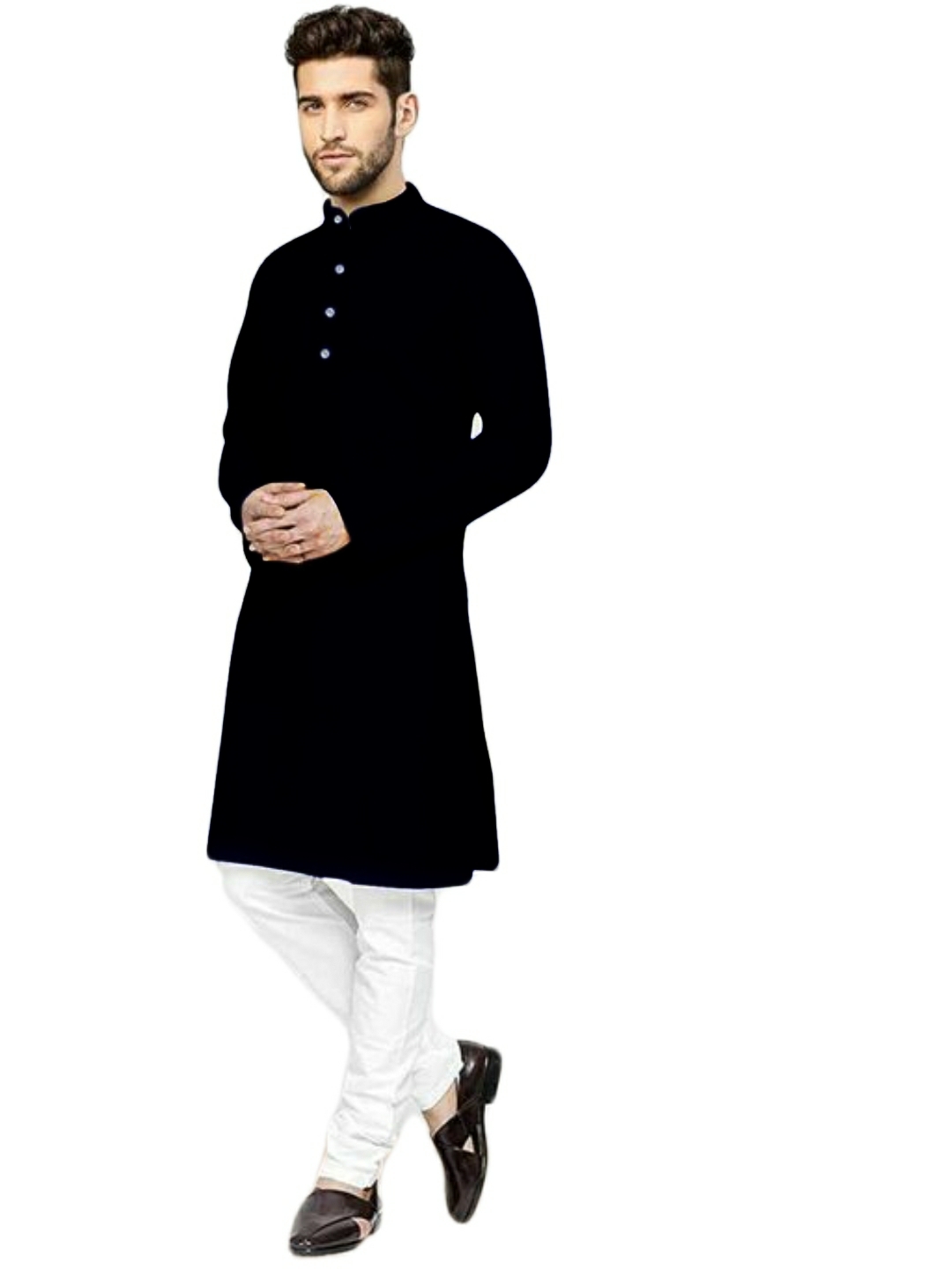 Men's Kurta - Cotton Fabric, Customized Size Options In Plain Pattern And Long Sleeves, Breathable And Washable