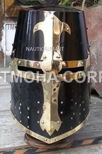 आयरन मध्यकालीन आर्मर हेलमेट हेलमेट नाइट हेलमेट क्रूसेडर हेलमेट प्राचीन हेलमेट क्रूसेडर हेलमेट Ah0052