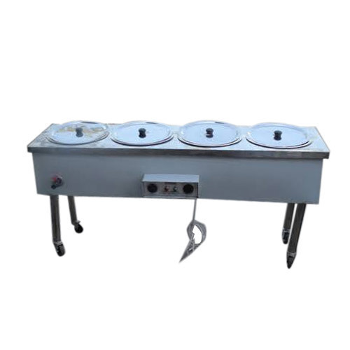 Food Warmer - Stainless Steel, Four Pots | Durable Build, Easy Cleaning, Even Heating, Mobile Design, Adjustable Temperature Control