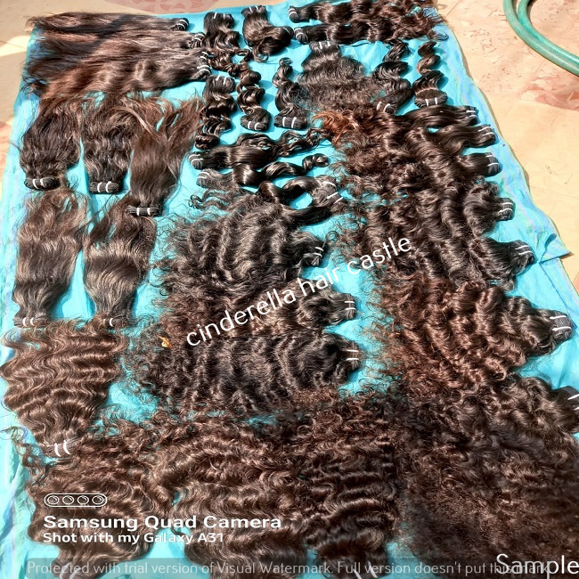 Black Bulk Hair Virgin Unprocessed Cuticle Aligned Indian Temple Human Hair Bundles