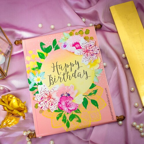 Printed Farmaan - Paper & Wood - 8x10 inches, Peach Color, Floral Design, Elegant Scroll, Personalized Message, Unique Gift Idea