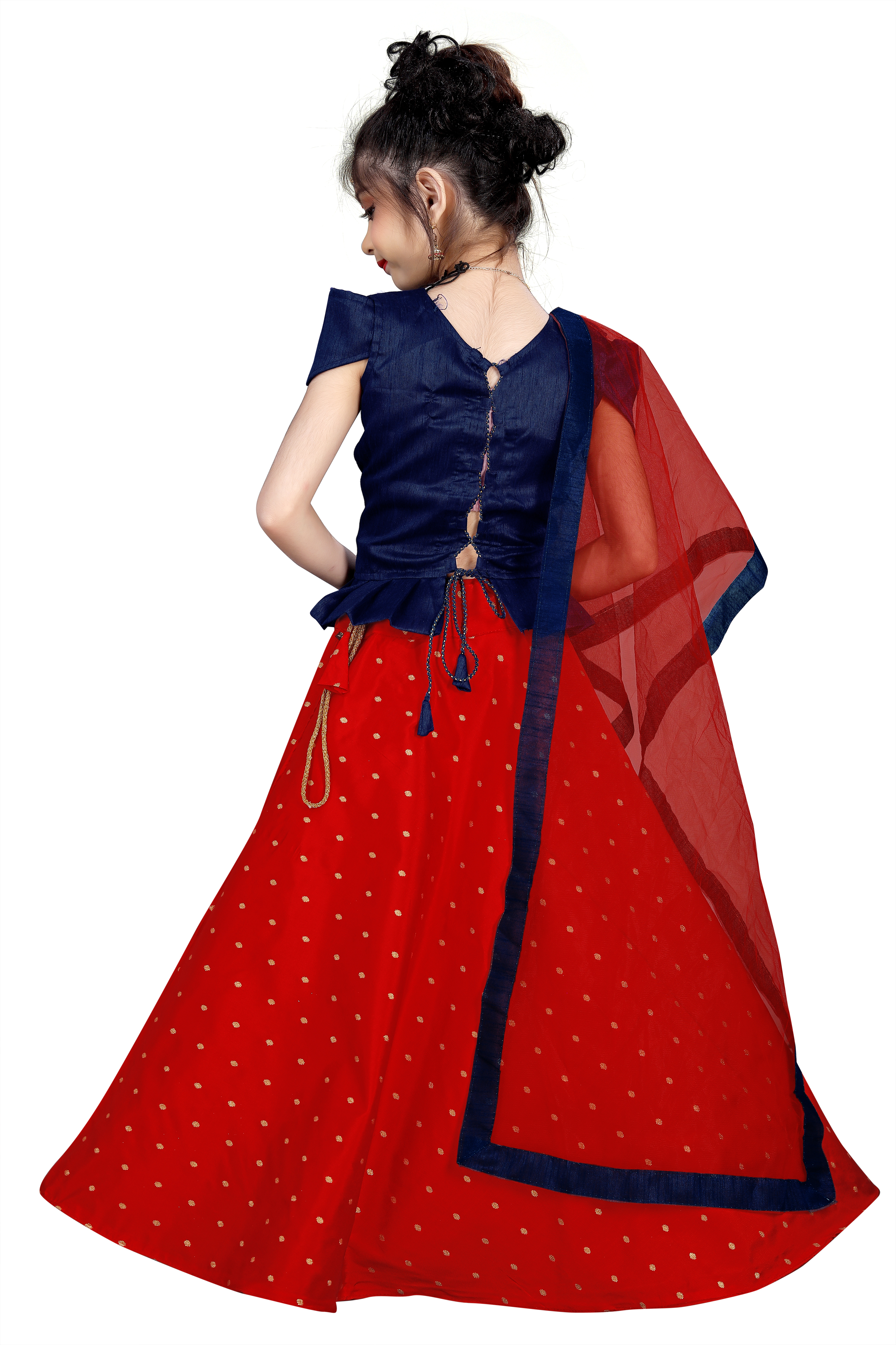 Kids Lehenga Choli - Cotton, Sizes 24, 28, 32 | Red Color, Short Sleeve, Perfect For 3 To 12 Year Olds At Parties