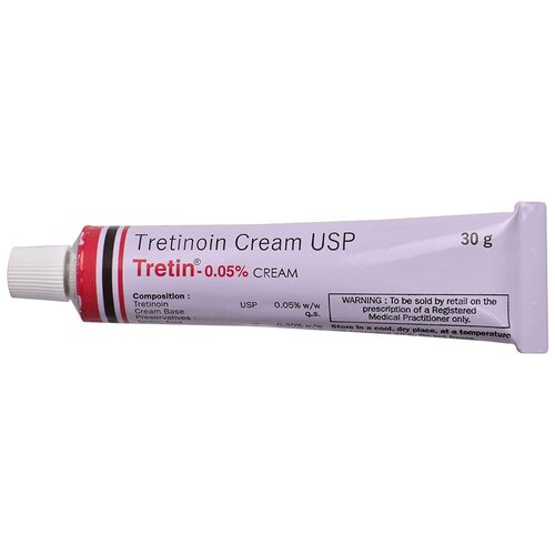 Tretinoin Cream - 30g Tube, White Cream Base, 0.05% Tretinoin Concentration | Acne Treatment, Wrinkle Reduction, Skin Smoothing, Oil Control