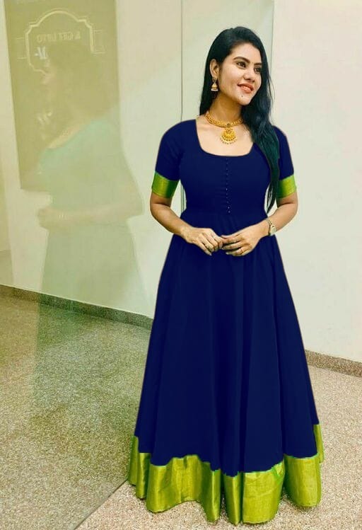 Ladies Gown - Taffeta Silk, Sizes M, L, Xl, 2xl | All Season Wear, Breathable, Washable, Short Sleeves, Elegant Lace Decoration