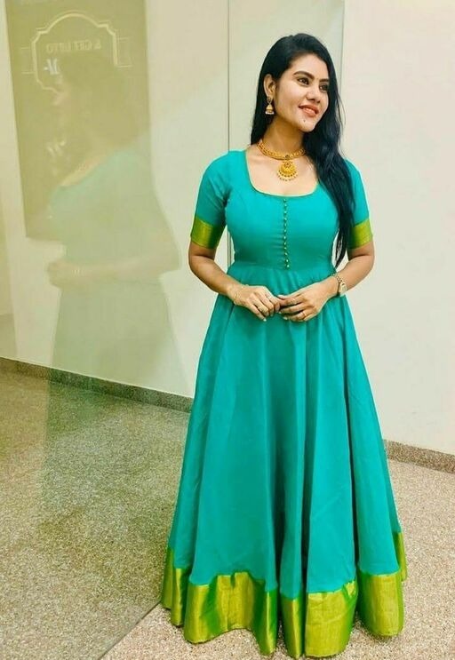 Ladies Gown - Taffeta Silk, Sizes M, L, Xl, 2xl | All Season Wear, Breathable, Washable, Short Sleeves, Elegant Lace Decoration