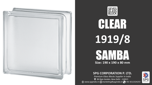 Clear Samba Glass Block - Toughened Glass, 190 X 190 X 80 Mm, Clear Transparent | Dynamic Wall Design With Versatile Light Effects