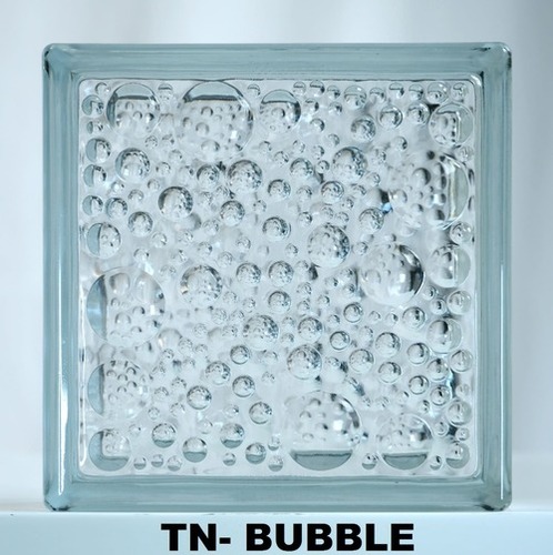 CLEAR BUBBLE GLASS BLOCK - 190 x 190 x 80 mm | Clear Transparent Glass, Hollow Structure, Plain Surface, Ideal for Roofs, Walls, and Partitions