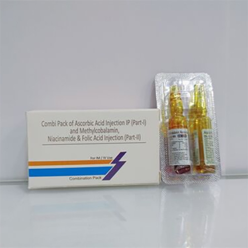 Ascorbic Acid Injection IP & Methylcobalamin Niacinamide Folic Acid Injection - Combi Pack of 10000 Pieces, Liquid Formulation for Nutritional Supplementation
