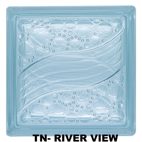 Clear River View Glass Block - 190x190x80 Mm | Clear Transparent Glass, Hollow Structure, Ideal For Roofs, Walls, Windows, And Shower Partitions
