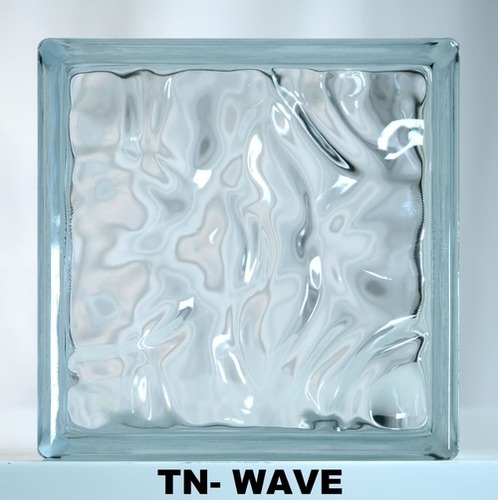 Clear TN Wave Glass Block - Glass, 190 x 190 x 80 mm, Clear Transparent | Wavy Pattern, 2.0 kg, Ideal for Roof, Walls, Windows, and Partitions
