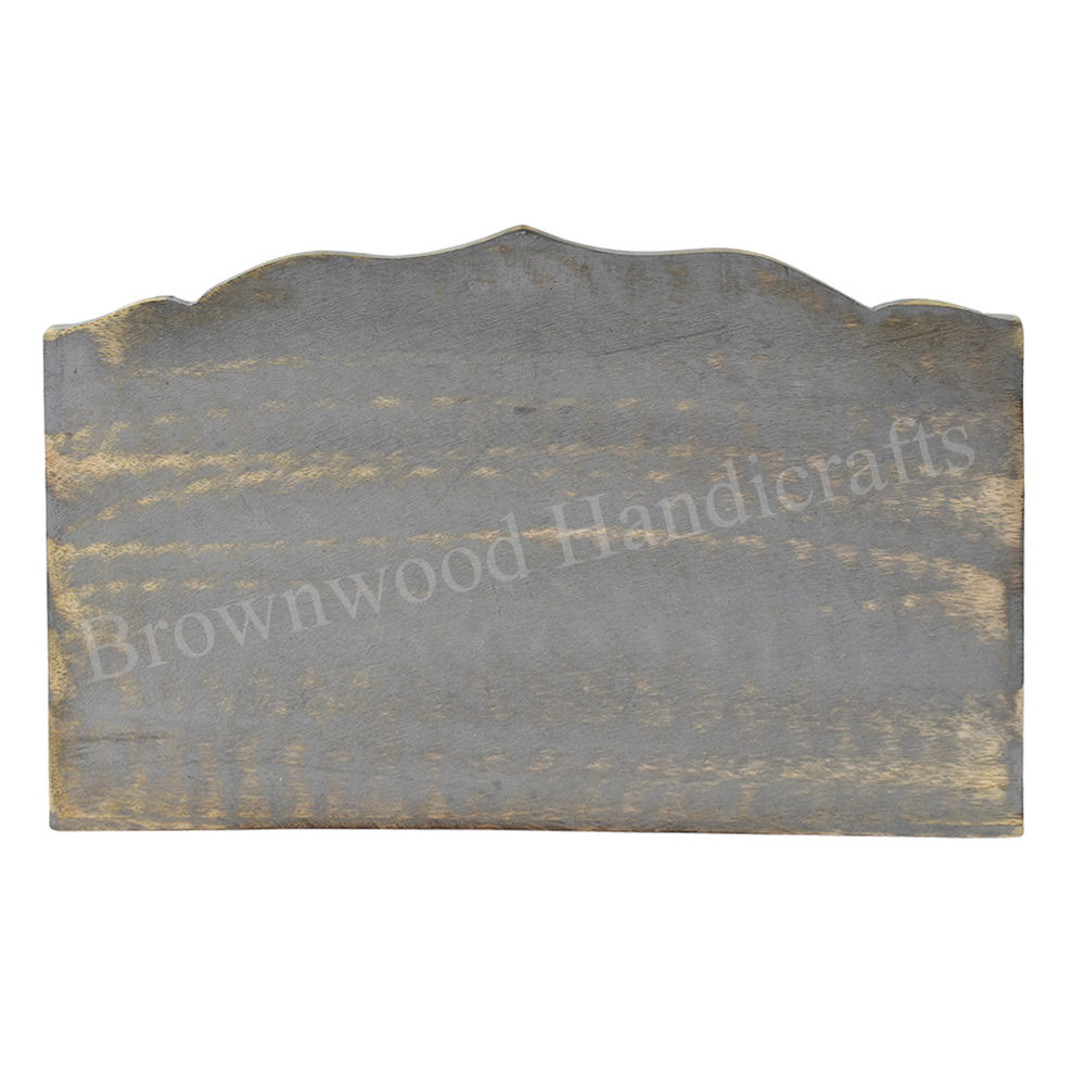 Mango Wood Burnt Grey Wash Letter Rack Size: 10 X 7 X 5 Inch