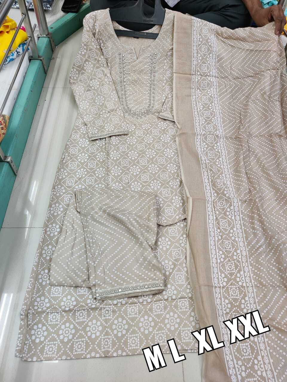 Indian Embroidery Neck Work Kurti With Pant