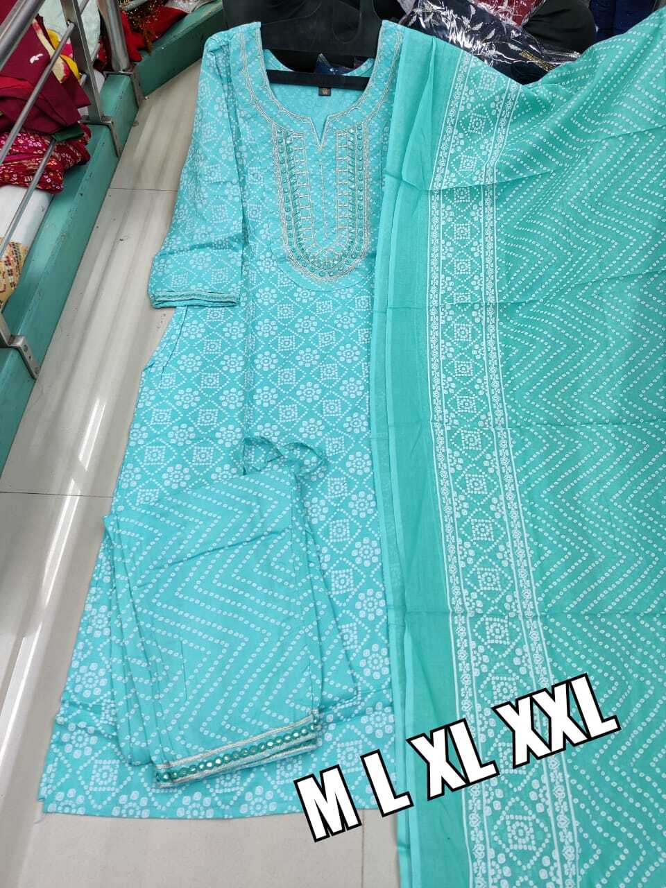Indian Embroidery Neck Work Kurti With Pant