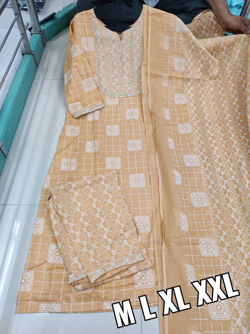 Indian Embroidery Neck Work Kurti With Pant
