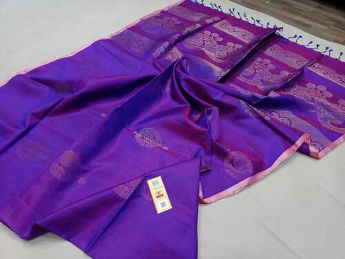 पर्पल हैंडलूम सॉफ्ट सिल्क अरवता बुट्टा