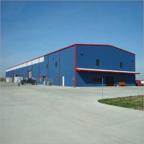 Pre Engineered Structure - Galvanized & Color Coated MS Sheet | Green & White Metal Roof, Suitable for Warehouse & Workshop Use, Wind Load & Wall Connection Included