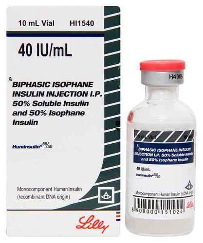 Liquid Huminsulin (Insulin Isophane/Nph-Human Insulin/Soluble Insulin) 50/50 Suspension For Injection 40Iu/Ml