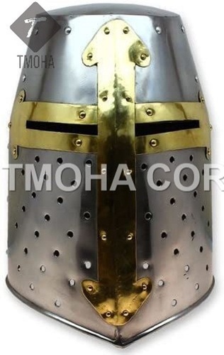 आयरन मध्यकालीन आर्मर हेलमेट हेलमेट नाइट हेलमेट क्रूसेडर हेलमेट प्राचीन हेलमेट ग्रेट हेलमेट Ah0146