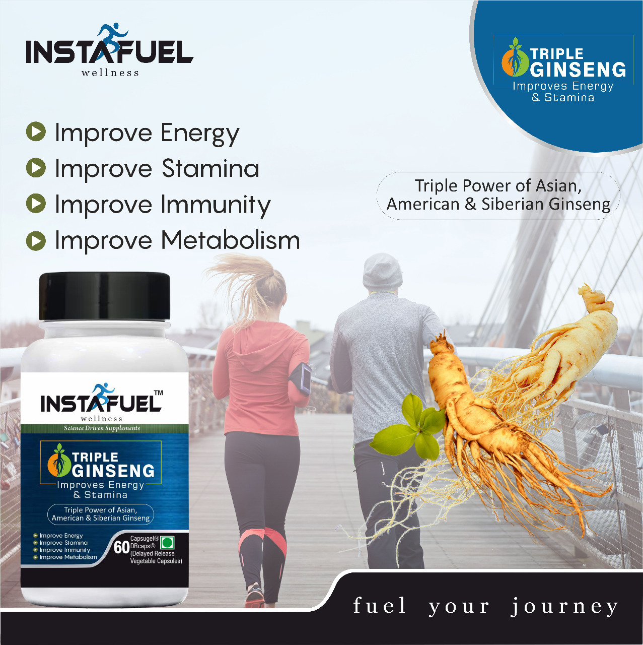 Triple Ginseng Root Extracts Capsules 500mg Efficacy: Promote Healthy & Growth