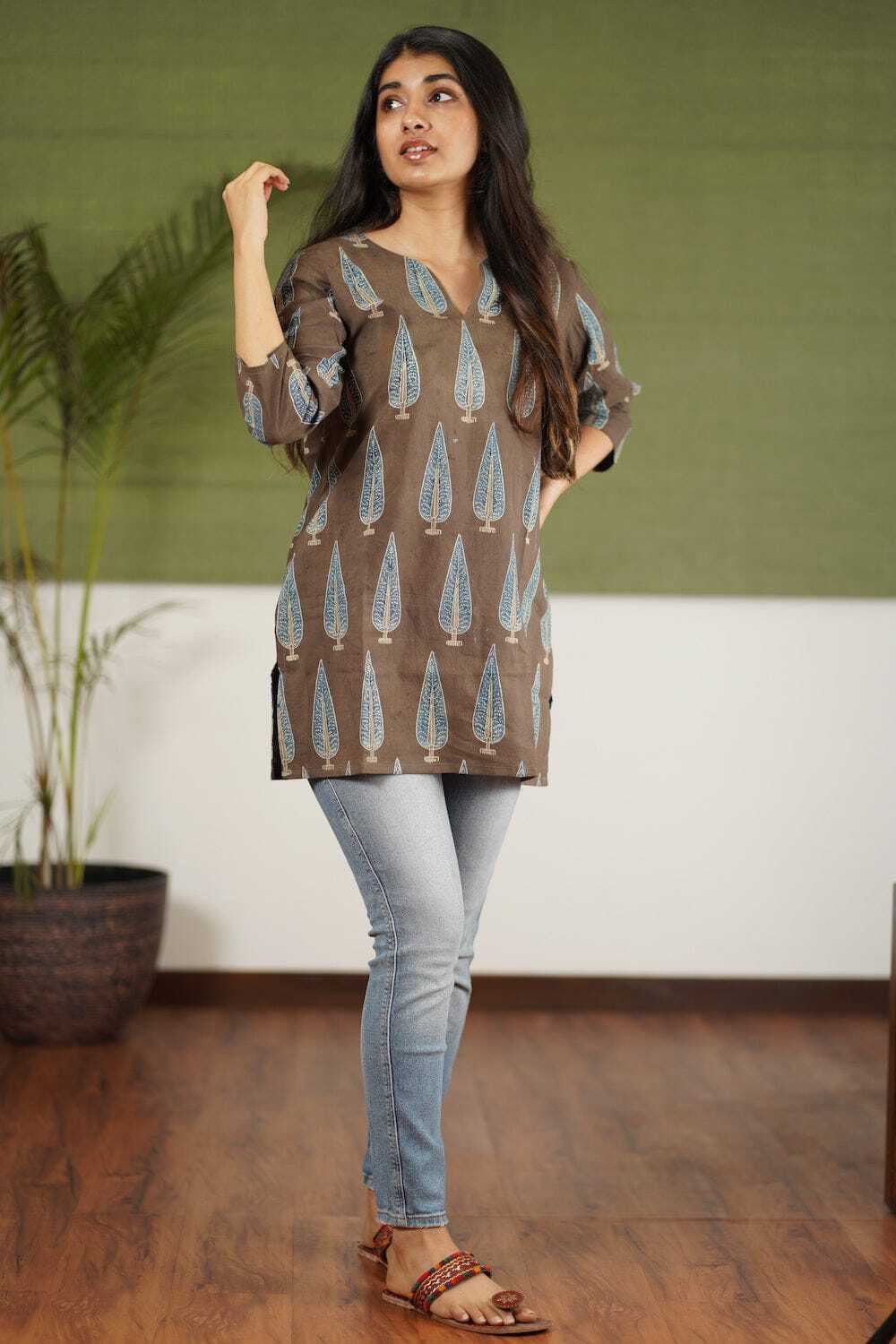 Ladies Printed Top - Cotton, Sizes M, L, Xl, 2xl, Length 30-32 Inches | Full Sleeves, Breathable, Washable, Customizable Logo, Ethnic Indian Design
