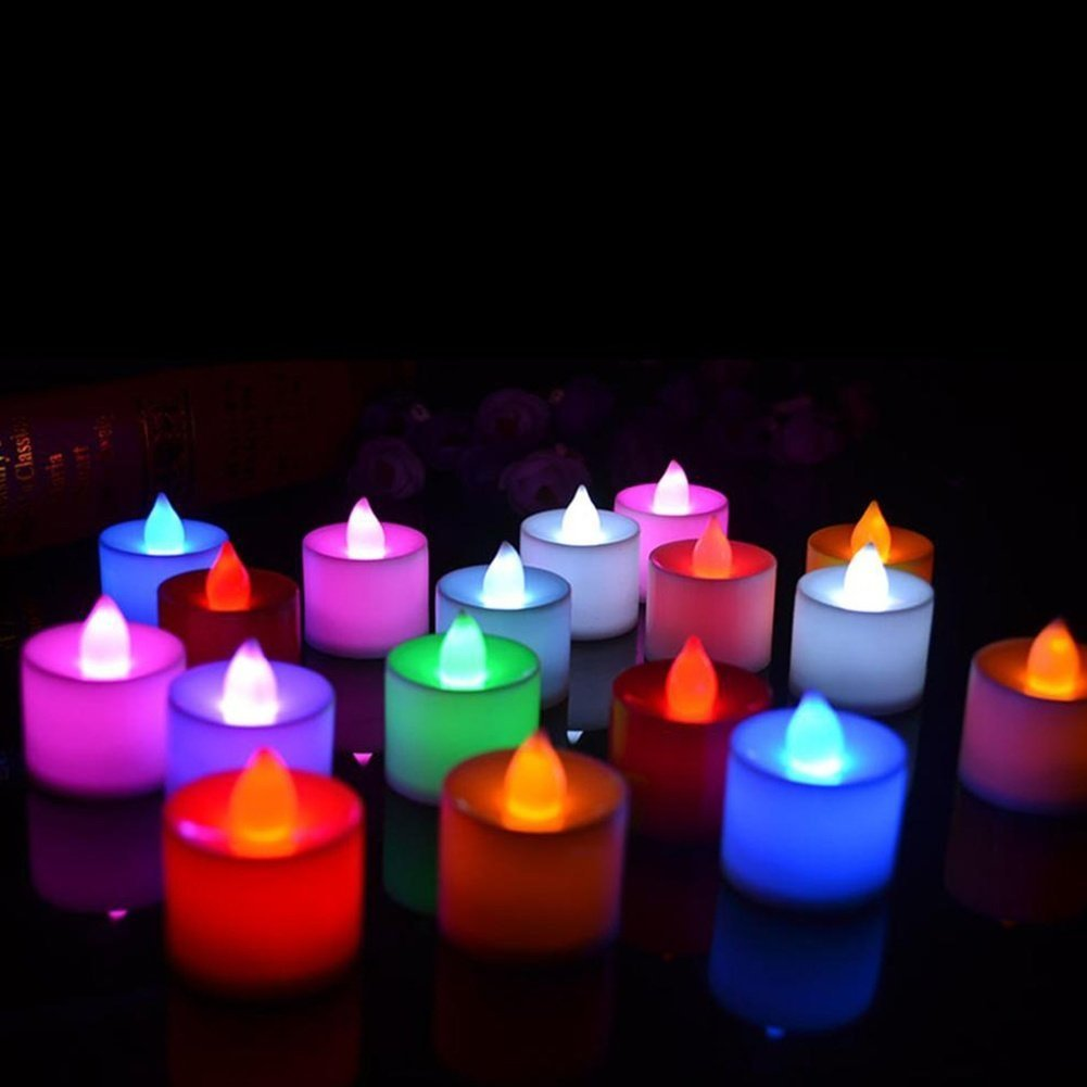 Flameless Multi Color Battery Operated Plastic Led Tea Light Candles - Plastic Material, Cylindrical Shape, Multi Color Lighting | Waterproof, Lightweight, Versatile Decoration