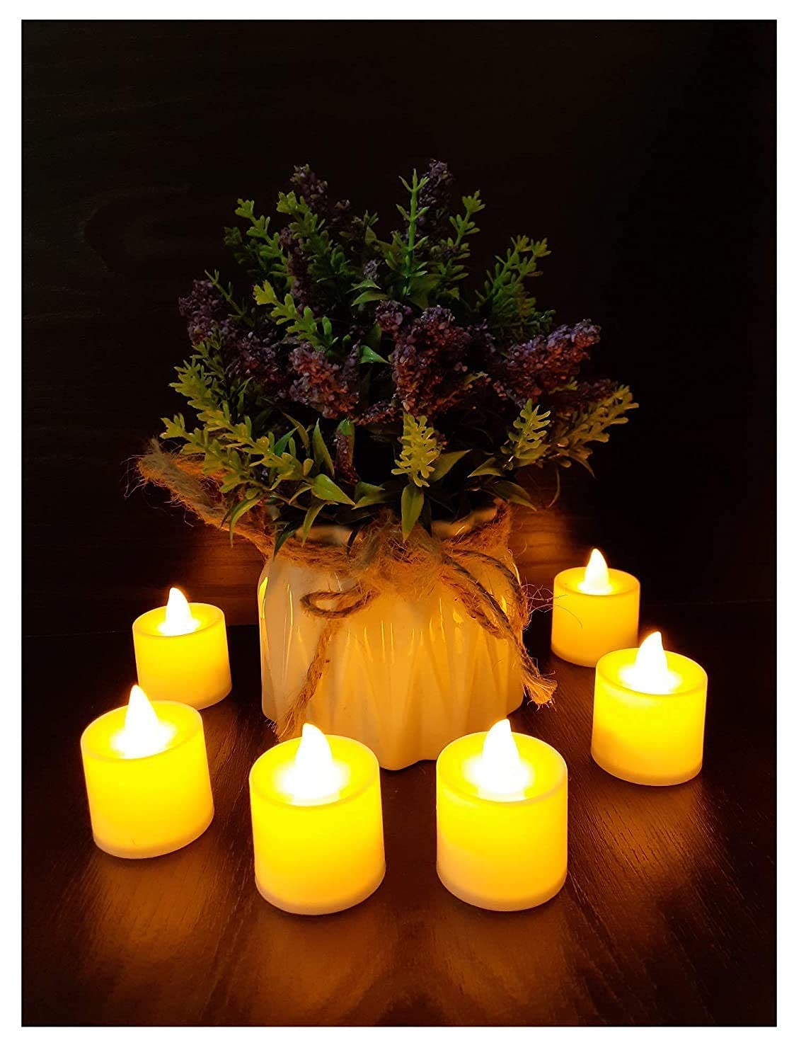 Flameless Beautiful Tealight Battery Operated Candles - Plastic Material, Cylindrical Shape, Warm White Color | Lightweight, Waterproof, Customizable Sizes, Led Lighting