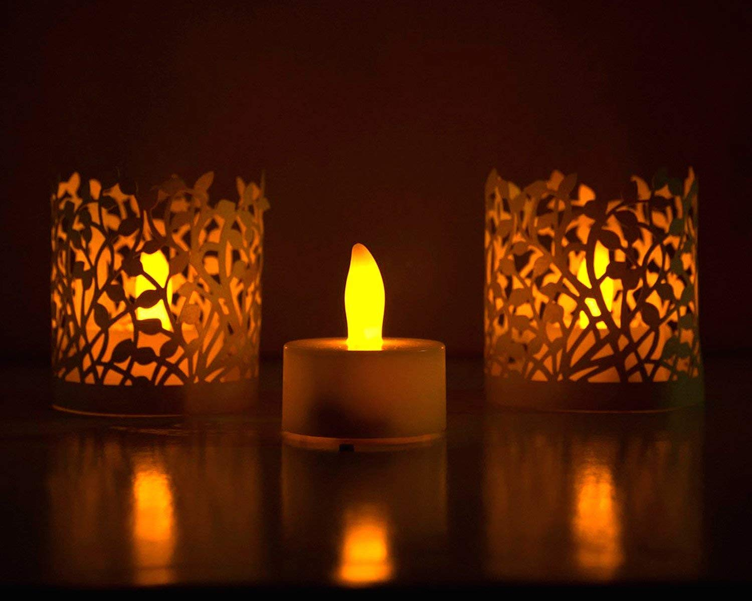 Flameless Beautiful Tealight Battery Operated Candles - Plastic Material, Cylindrical Shape, Warm White Color | Lightweight, Waterproof, Customizable Sizes, Led Lighting