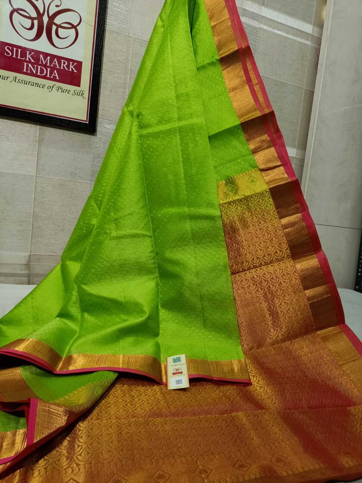 Green Pure Kanjivaram Embos Double Shade Colour