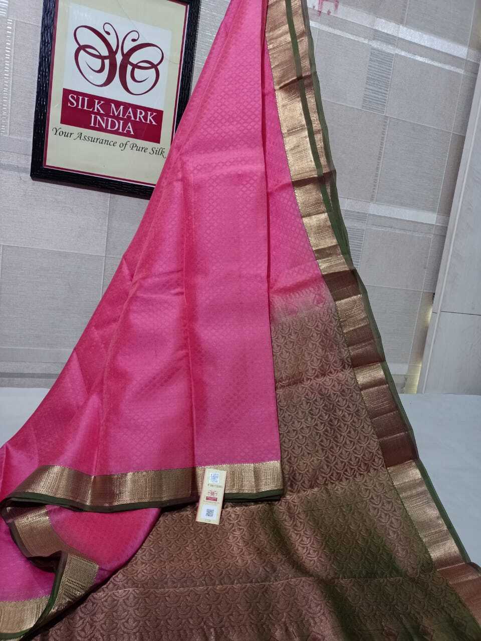 Pink Pure Kanjivaram Silk Double Shade Saree