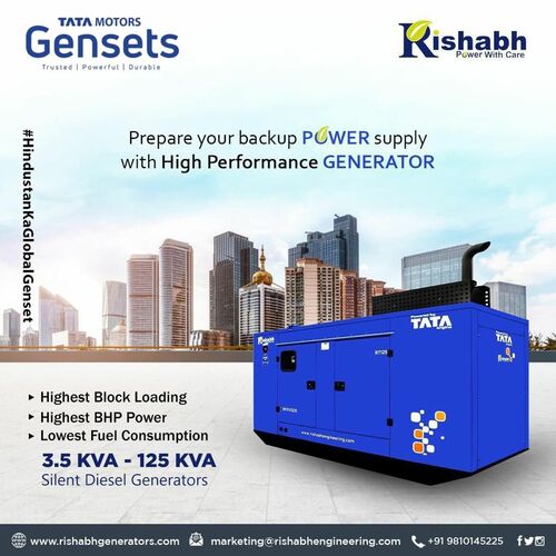 DG Set - Diesel Engine 3.5 - 125 KVA, 415V Voltage, 50Hz Frequency - High Power, Low Noise, Fuel Efficient, Reliable Operation, Durable Design