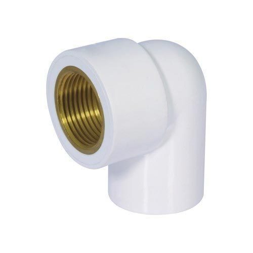 UPVC Brass Elbow - UPVC with Brass Insert, White Color, Female Threaded Connection, Rigid Structure, Thread Sealing, Smooth Finish, 1-Year Warranty