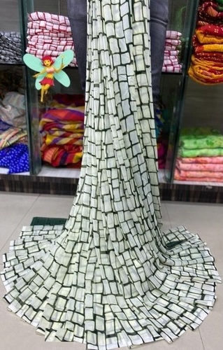 Georgette Print Saree - 6.30 Mtr Length with 0.80 Mtr Blouse Cloth | Breathable, Washable, All Season, Customized Size, Rich Print Design