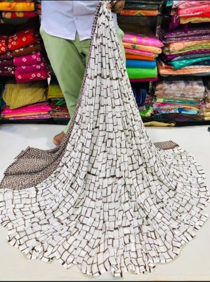Georgette Print Saree - 6.30 Mtr Length With 0.80 Mtr Blouse Cloth | Breathable