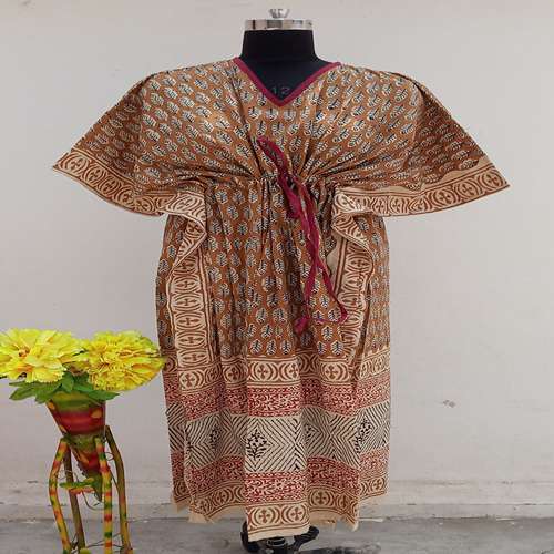Long Bagru Kaftan