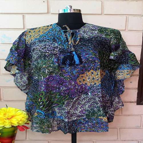 Short Rayon Frill Kaftan