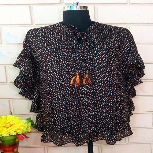 Short Rayon Frill Kaftan