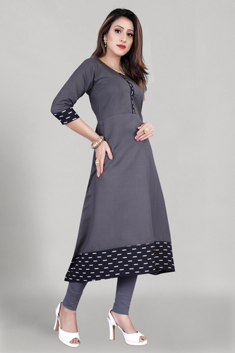 Grey 5 Button Fancy Kurtis