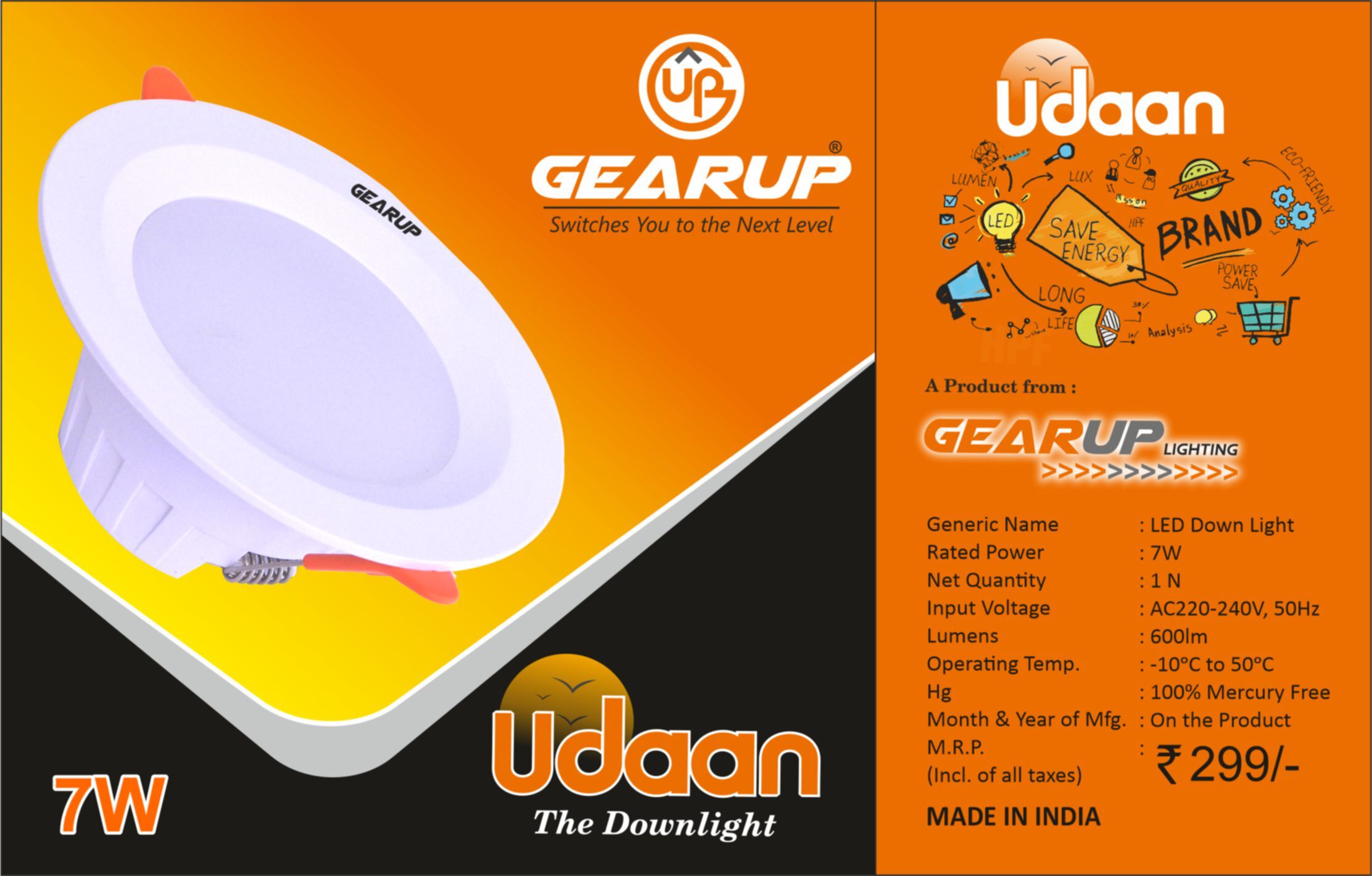 Multi Color 7w Down Light Udaan