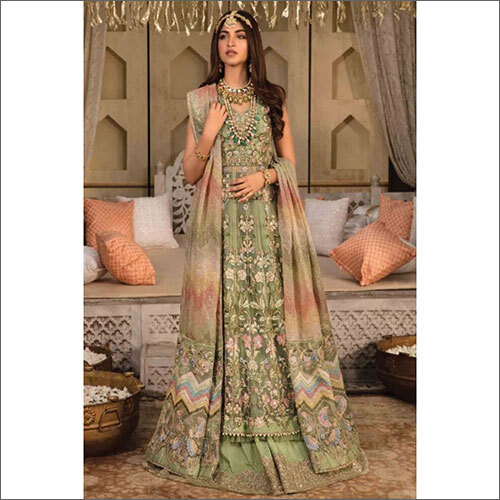Green Pakistani Designer Wedding Lehenga