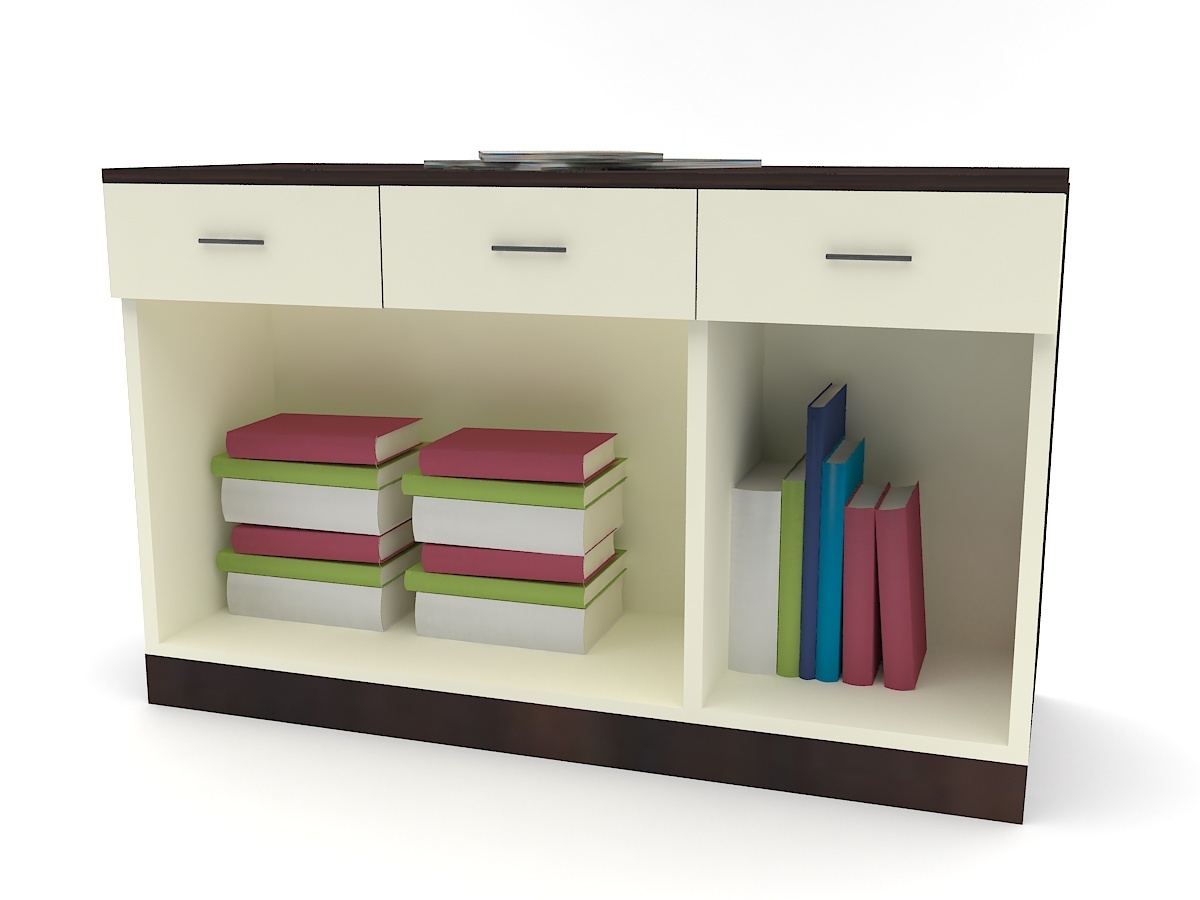 Machine Made Low Height Storage 3 Drawers And 3 Shutters